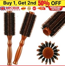 S/M/L Wooden Round Hair Brush Hairbrush Wood Natural Boar Bristle Styling Brush
