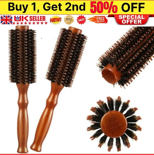Wooden round hair brush - s/m/l,