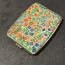 Gwenda floral Enamel Art Deco Powder Compact  Old shop stock found Vtg Retro