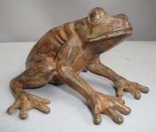 Statue Frog Wildlife Art Deco Style Art Nouveau Style Bronze Signed Sculpture
