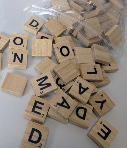 Wooden scrabble tiles - wooden, –
