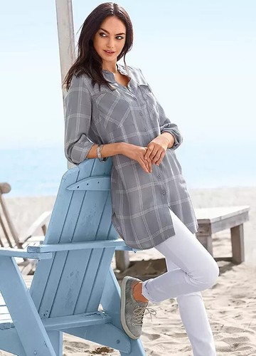Boysen checked long blouse - checked,