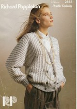 POPPLETON KNITTING PATTERN:  LADIES DOUBLE KNIT CARDIGAN 2564