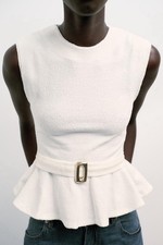 ZARA BOUCLÉ TOP BLOUSE WITH