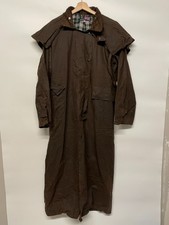 Wax Coat Mens Large Brown Wax Jacket Trench Shoulder Cape Long Line Waterproof