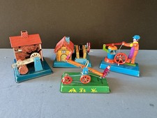 Vintage Tinplate Toys Working Water Mill Tobar MI China Man Pumping Seesaw Child