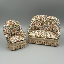Dolls House Miniature 1:12 Vintage Arm Chair & Sofa