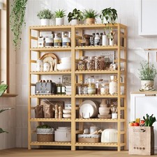 6Tier Bamboo Shelf Open Wood