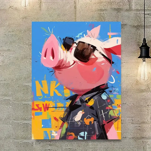 Cartoon pig design framed - design,