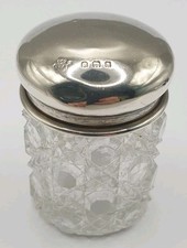 ART DECO SILVER TOPPED DRESSING TABLE JAR. London. 1919. J.H.W Son & Co Ltd.