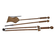 LARGE ANTIQUE VINTAGE SOLID BRASS FIRESIDE COMPANION SET