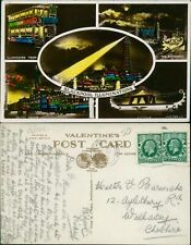 Blackpool Illuminations 5 Views Real Photo RP GB 1935 cancel Valentines