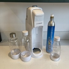 SodaStream Jet Fizzy Water Maker Machine White 3 Bottles & used gas Sparkling