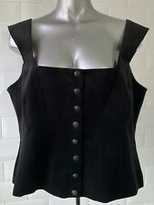 NEW SIZE 20 NEXT BLACK COTTON VELVET FITTED BODICE TOP GOTH STEAMPUNK CHRISTMAS