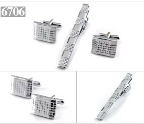 Silver geometric cufflinks tie - silver,