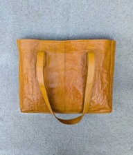 Large mustard yellow genuine leather tote or shoulder bag. 46x29x10cm.