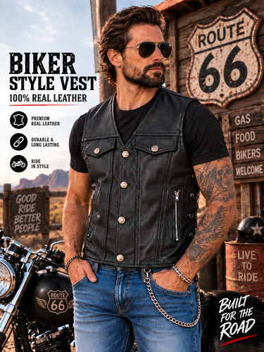 Men black leather - leather, biker