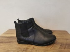 WOMEN'S BLACK LEATHER  ZIP UP CHELSEA ANKLE BOOTS SHOES UK SIZE 6 EUR 39 BT270