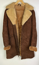 REAL SHEARLING SHEEPSKIN COAT Size Small 38" Men`s Winter Jacket Brown Vintage
