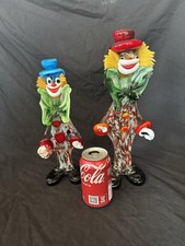 2 Large  Murano Clowns Glass