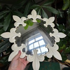 Vintage Wall Concave Mirror French Mid Century Sunburst Fleur De Lis Metal 