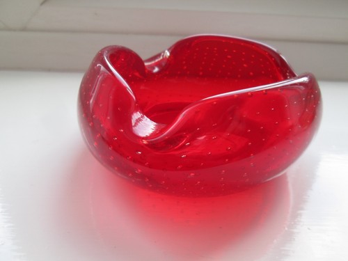 Whitefriars red bubble glass - whitefriars?,