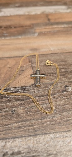 14k gold diamond set cross - 14k,