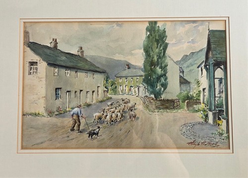 Framed 1940s rural watercolour - framed,