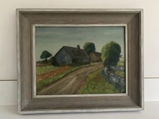 Framed Swedish Landscape Country Cottage Oil Painting Signed Greta Helander ?