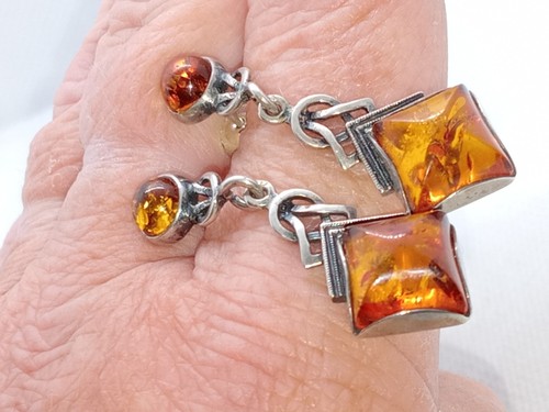 925 silver amber cabochons - amber,
