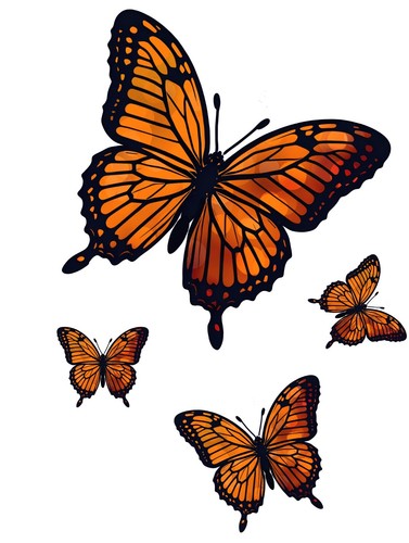 Set orange butterflies - 4,