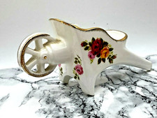 Vintage Porcelain china Cottage Rose Decorative Ornament wheelbarrow planter