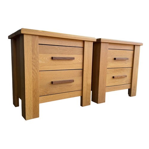 Pair contemporary oak bedside - oak,