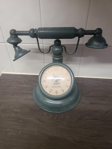 Telephone clock retro metal - telephone,
