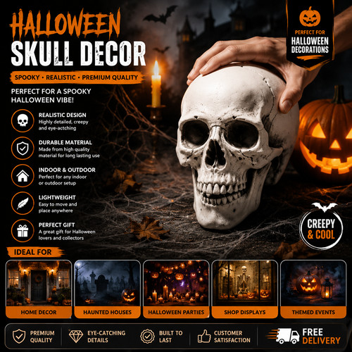 Realistic plastic skull head - plastic,