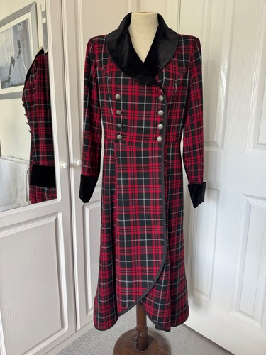 Classy red checked coat - ,