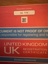 H4 TTH  PRIVATE NUMBERPLATE V5C REGISTRATION   H4 TT H