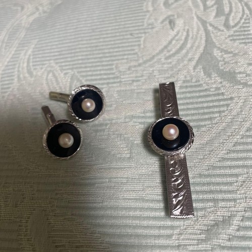 Silver tie pin - silver, cufflink