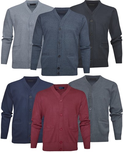 Button cardigan plain v - button,
