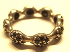 STERLING SILVER GENUINE PANDORA RETIRED LOVE POD BLACK CRYSTAL RING SIZE L (52)