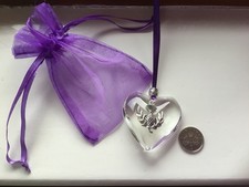 GLASS HEART SCOTTISH THISTLE DECORATION
