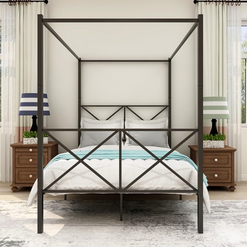 Elegant metal canopy bed frame - metal,