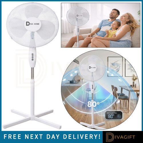 White pedestal fan - 16",