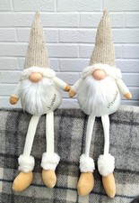 Pair of Christmas Gonks "Phoebe" & "Junior" gold glitter