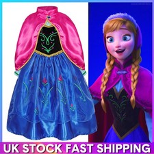 Girls Frozen Anna Fancy Dress up Princess Party Costume Proms Outfit Clothing UK