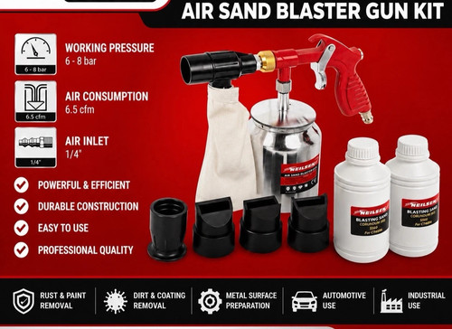 Air sandblaster gun - gun, kit