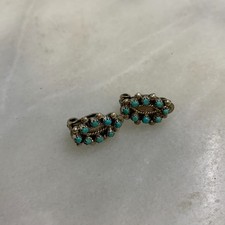 Sterling Silver & Turquoise Clip-On Earrings Vintage