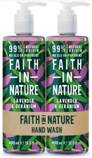 2x Faith In Nature Natural Lavender and Geranium Hand Wash Set, Nourishing 400ml