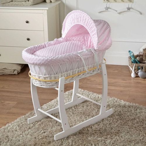 Pink dimple white wicker - pink, baby
