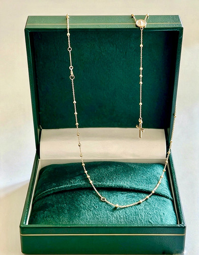Real gold rosary beads - gold,